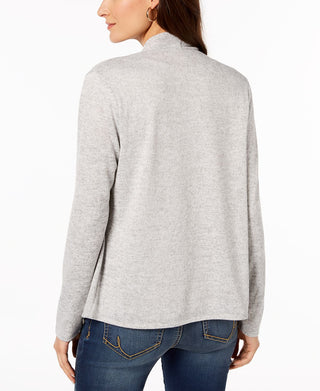 Bar III Women's Draped Open Front Sweater Gray Size X-Small
