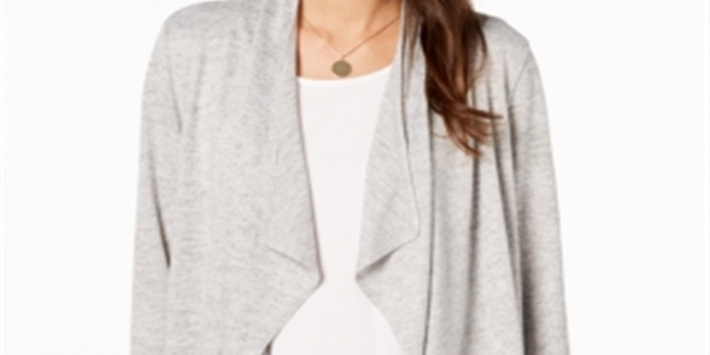 Bar III Women's Draped Open Front Sweater Gray Size X-Small
