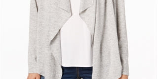 Bar III Women's Draped Open Front Sweater Gray Size X-Small
