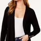 Charter Club Women's Open Front Cardigan Black Size Petite Large