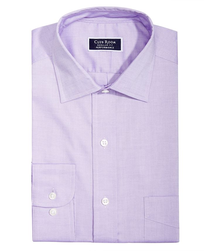 Club Room Men's Slim Fit Stretch Easy Care Pinpoint Solid Dress Shirt Purple Size 32-33