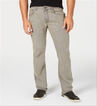 INC International Concepts Men's Stretch Slim Straight Jeans Gray Size 33X32