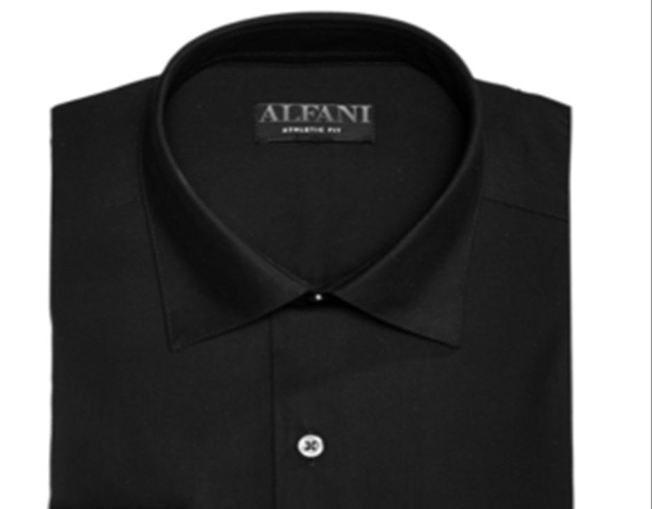 Alfani Men's Big & Tall Solid Dress Shirt Black Size 20X34-35
