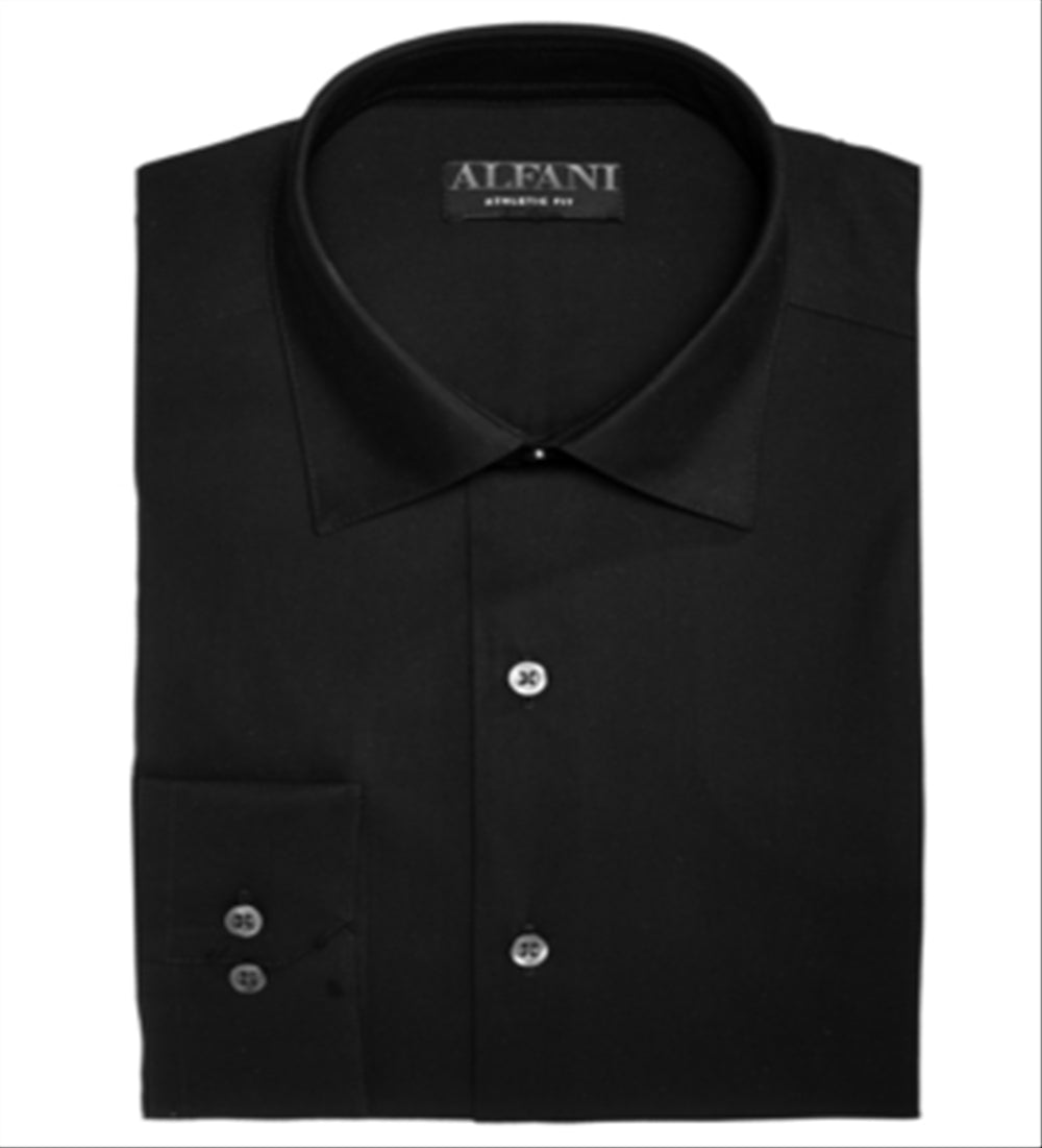Alfani Men's Big & Tall Solid Dress Shirt Black Size 20X34-35