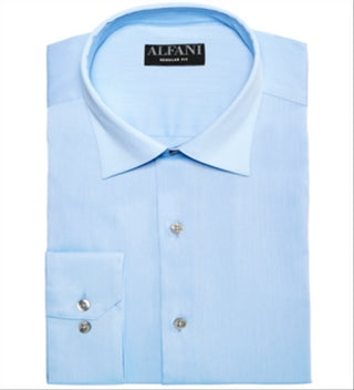 Alfani Men's Athletic Fit Button up Dress Shirt Blue Size 36-37