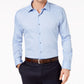 Alfani Men's Athletic Fit Performance Stretch Step Twill Textured Dress Shirt Blue Size 15X34X35