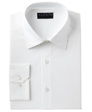 Alfani Men's Slim Fit 2 Way Stretch Performance Solid Dress Shirt White Size 16 X34X35
