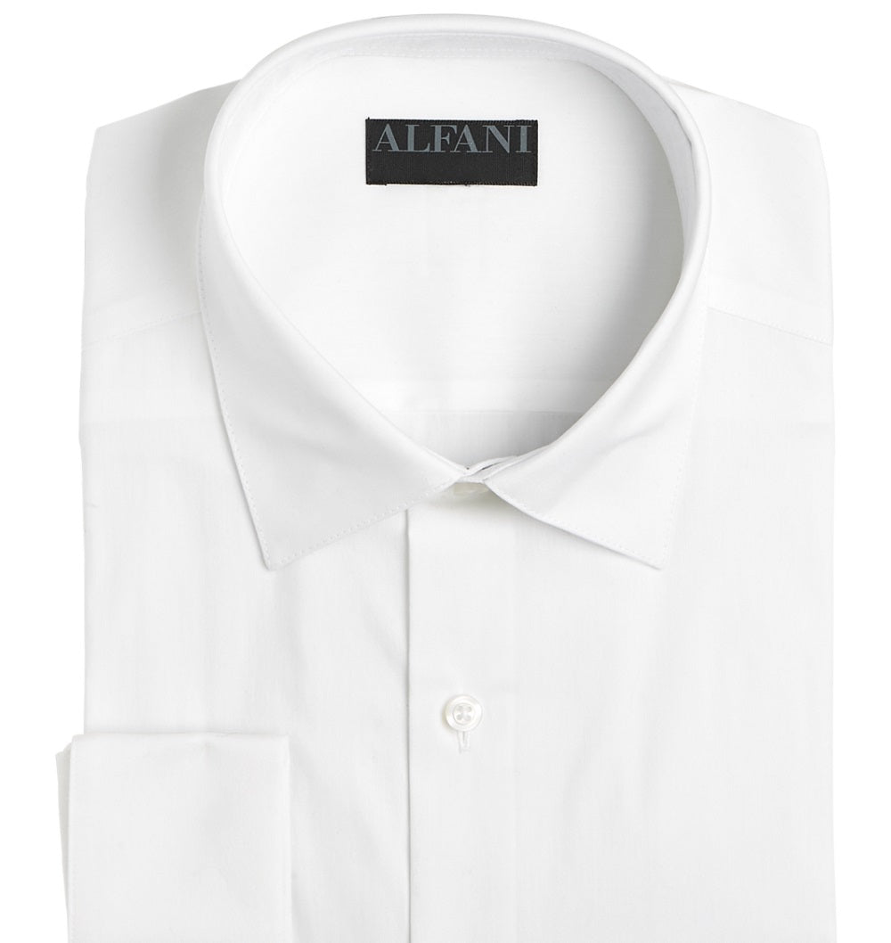 Alfani Men's Slim Fit 2 Way Stretch French Cuff Dress Shirt White 32X33