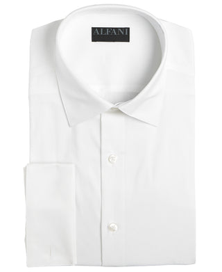 Alfani Men's Slim Fit 2 Way Stretch French Cuff Dress Shirt White 32X33