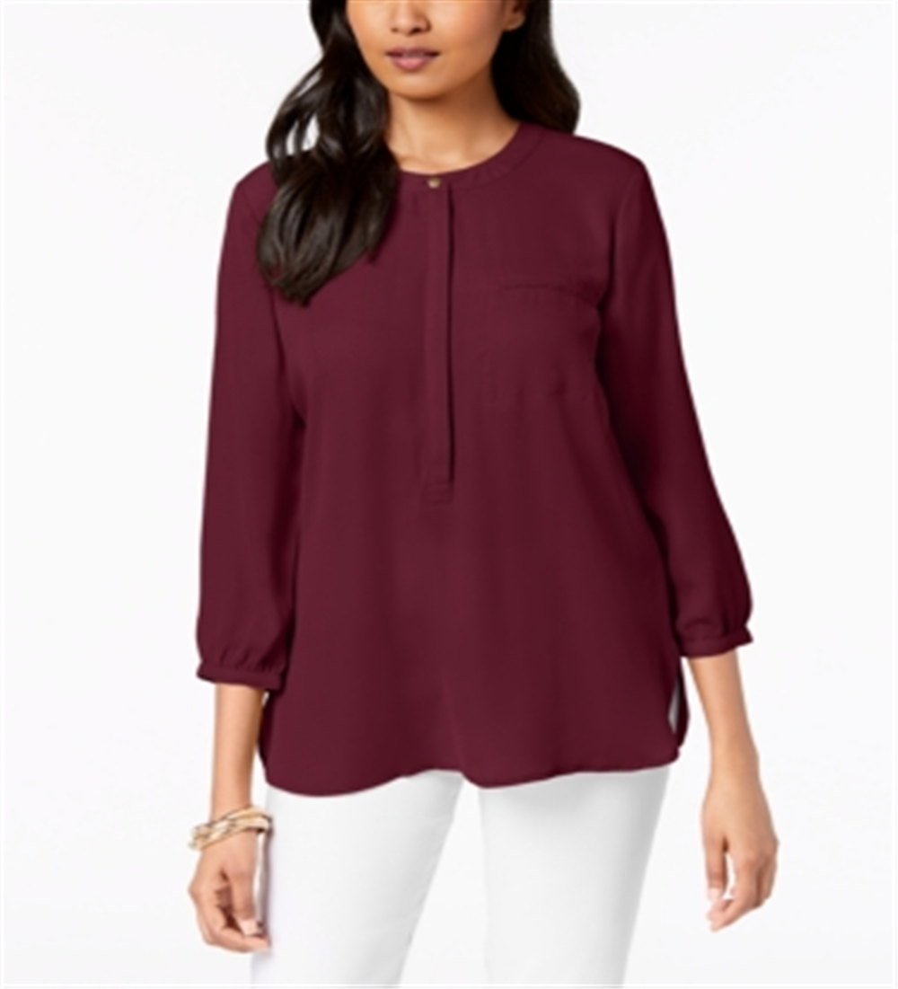 JM Collection Women's Pleated Back Blouse Red Size XX-Large