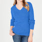 Karen Scott Women's Ribbed V-Neck Sweater Blue Size Extra Large