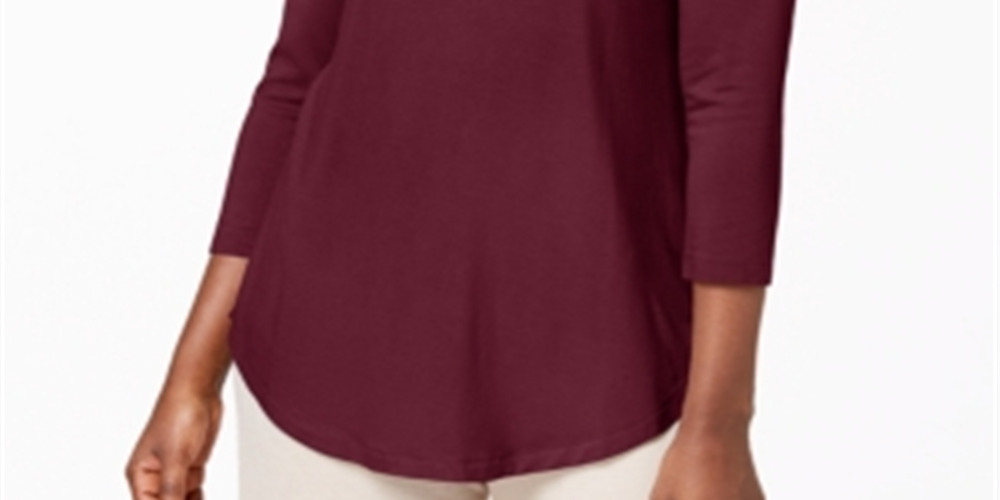 JM Collection Women's Scoop Neck Top Red Size Petite X-Large
