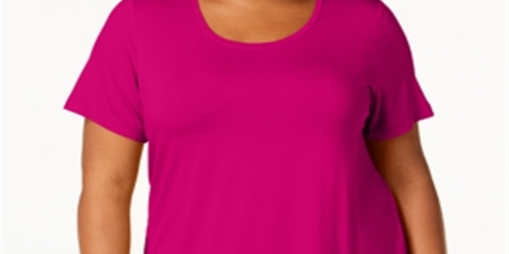 JM Collection Women's Crewneck Stretch T-Shirt Pink Size 3X