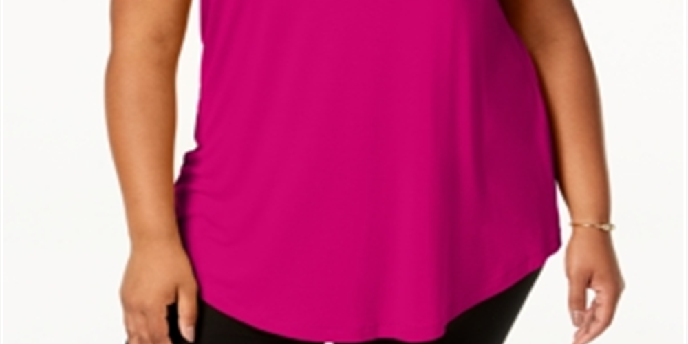JM Collection Women's Crewneck Stretch T-Shirt Pink Size 3X