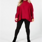 Alfani Women's Turtleneck Poncho Sweater Red Size 2X