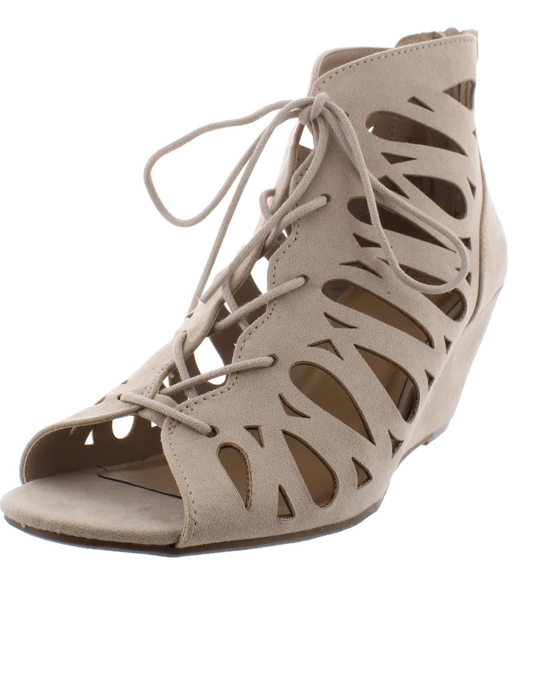 Material Girl Women's HARLIE Lace up Heeled Gladiator Sandals Brown Size 8.5