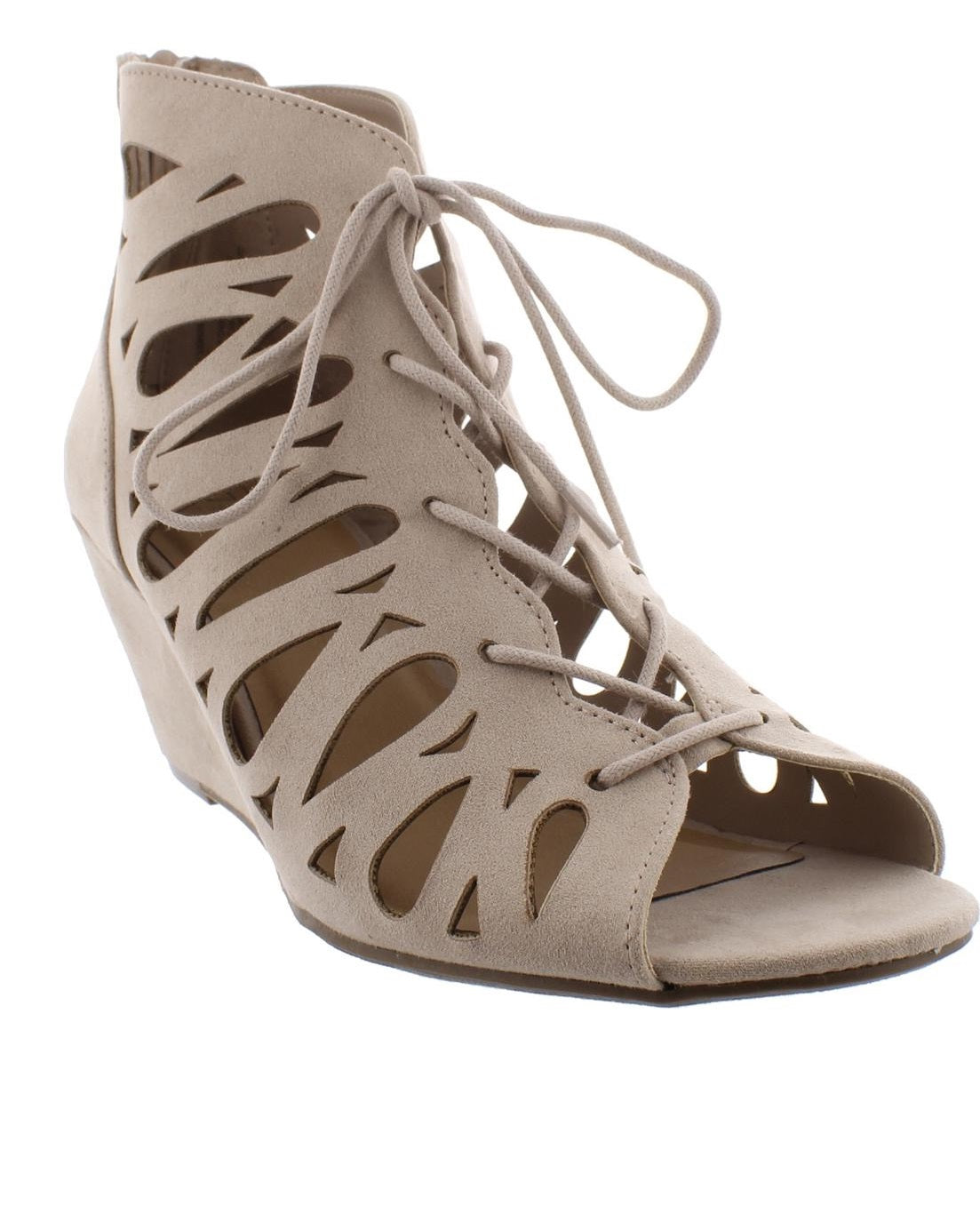 Material Girl Women's HARLIE Lace up Heeled Gladiator Sandals Brown Size 8.5