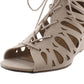 Material Girl Women's HARLIE Lace up Heeled Gladiator Sandals Brown Size 8.5