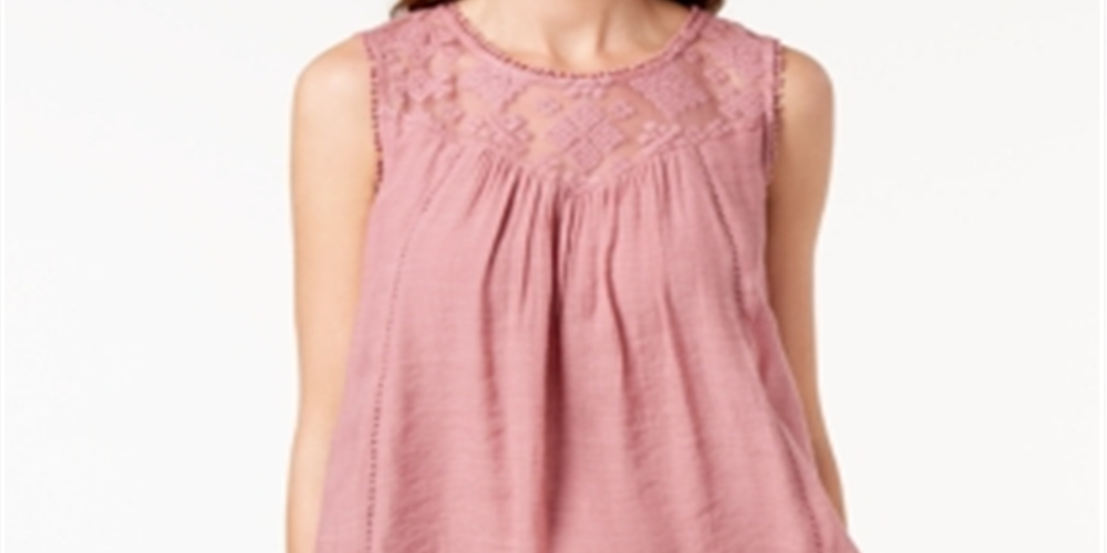 Style & Co Women's Lace Trim Swing Top Rose  Size XX-Large