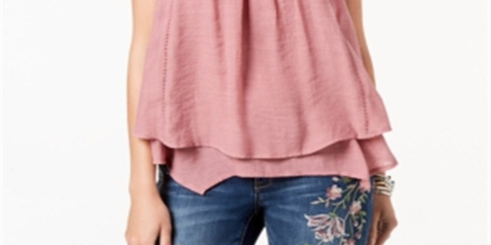 Style & Co Women's Lace Trim Swing Top Rose  Size XX-Large
