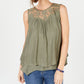 Style & Co Women's Sleeveless Jewel Neck Top Green Size Small