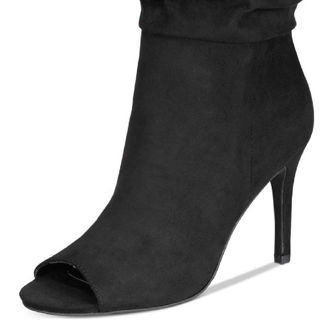 Material Girl Women's Petra Open Toe Heeled Ankle Boots Black Size 7 M