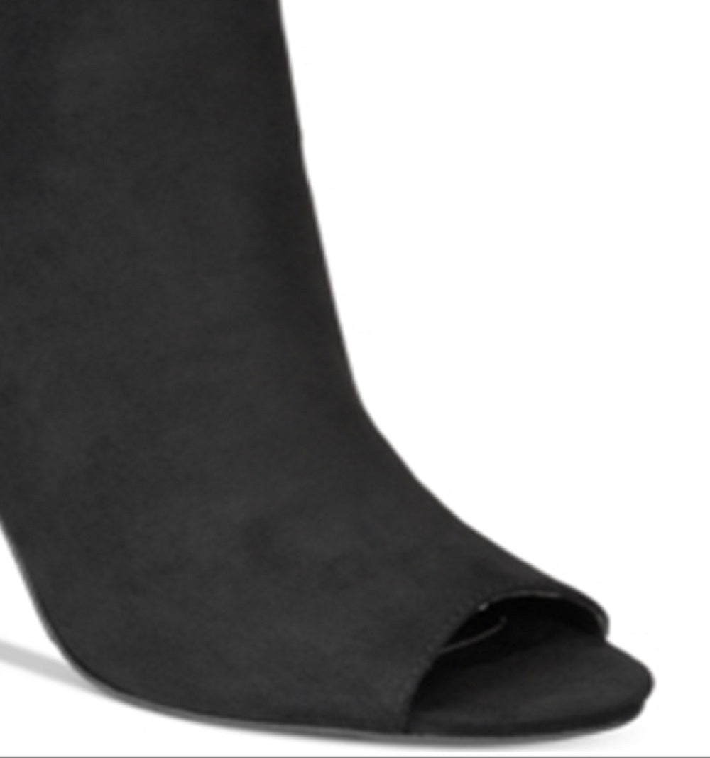 Material Girl Women's Petra Open Toe Heeled Ankle Boots Black Size 8 M