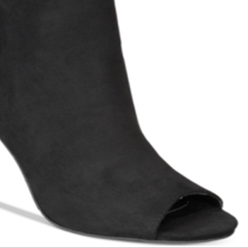 Material Girl Women's Petra Open Toe Heeled Ankle Boots Black Size 9 M