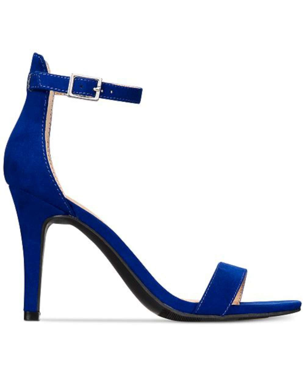 Material Girl Women's Fabric Open Toe Casual Ankle Strap Sandals Blue Size 8.5 W
