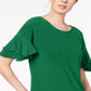INC International Concepts Women's Ruffled Sleeve Top Green Size X-Small