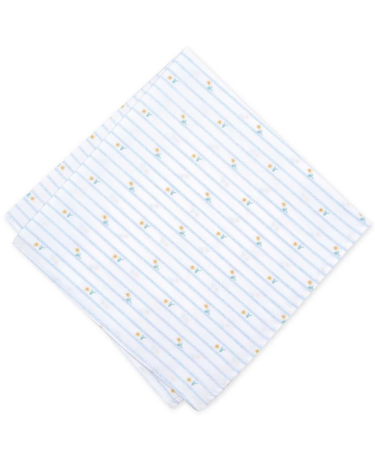 Bar Iii Mens Tossed Tulip Cotton Striped Pocket Square White One Size