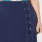 JM Collection Women's Plus Lace up a Line Skirt Blue Size 2X