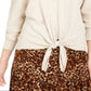 Style & Co Women's Tie Front Sweater Brown Size X-Small
