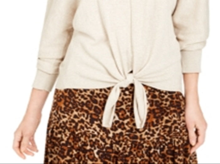 Style & Co Women's Tie Front Sweater Brown Size X-Small