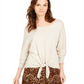 Style & Co Women's Tie Front Sweater Brown Size X-Small