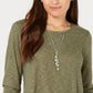Style & Co Women's Waffle Knit Top Green Size Small