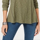 Style & Co Women's Waffle Knit Top Green Size Small