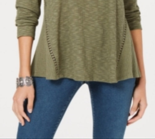 Style & Co Women's Waffle Knit Top Green Size Small