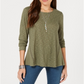 Style & Co Women's Waffle Knit Top Green Size Small