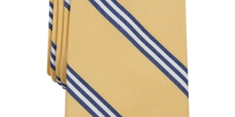 Club Room Men's Cranston Stripe Pattern Work Wear Neck Tie Yellow Size Regular