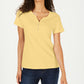 Karen Scott Women's Short Sleeve Henley Top Yellow Size Medium