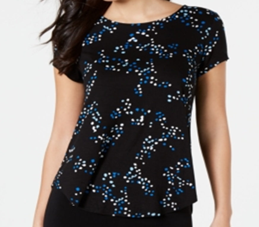 Alfani Women's Printed T-Shirt Black Size Small