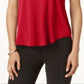 Alfani Women's Satin Trim High Low T-Shirt Red Size Petite