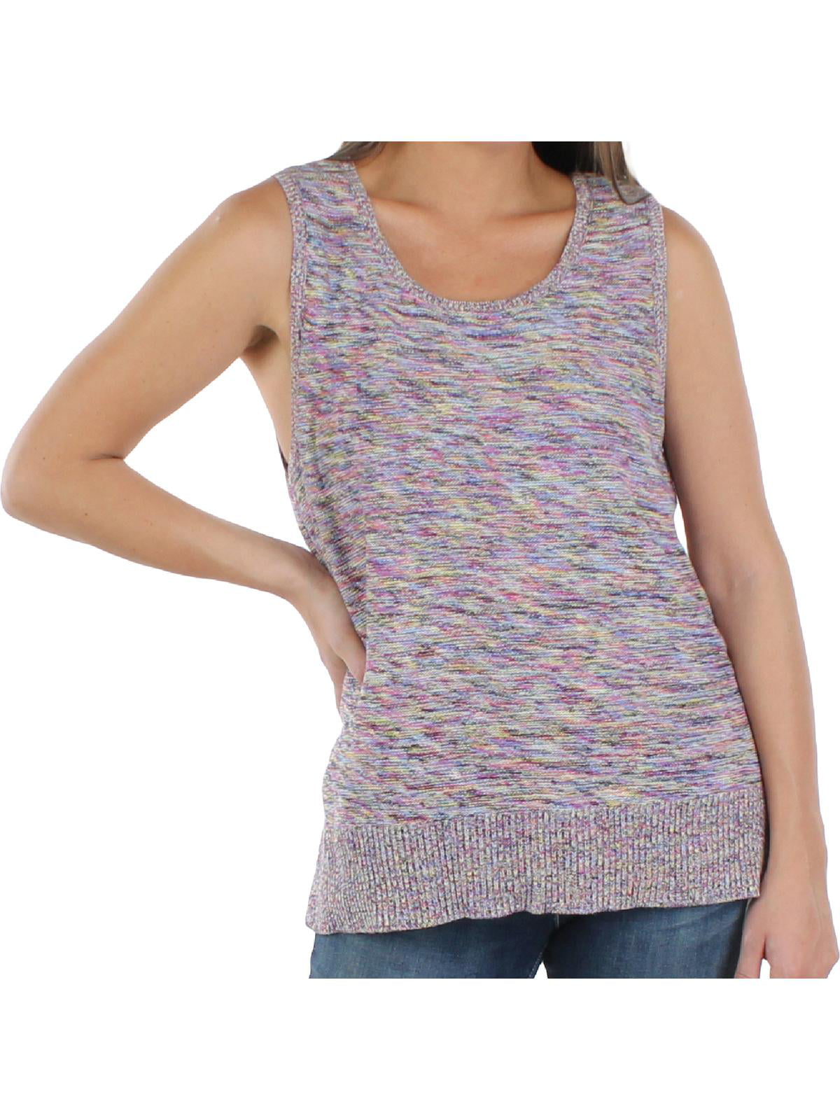 Style & Co Women's Side Slit Hi Lo Sweater Vest Purple