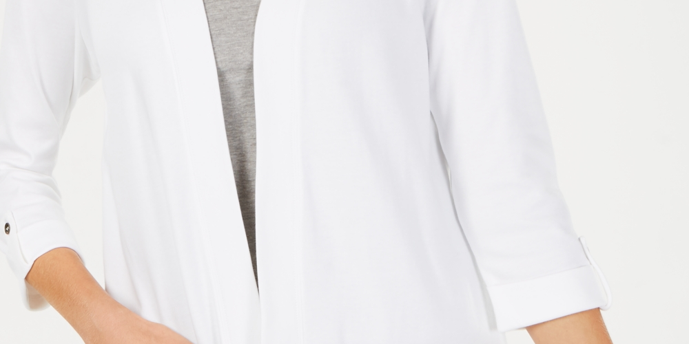 Karen Scott Women's Cotton Cozy Cardigan White Size Petite Large