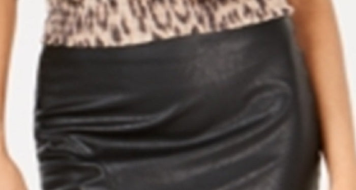 Bar III Women's Faux Leather Skirt Black Size XX-Large