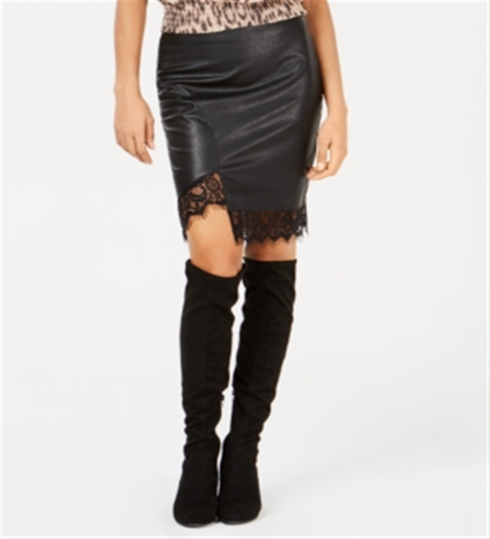 Bar III Women's Faux Leather Skirt Black Size XX-Large