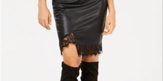 Bar III Women's Faux Leather Skirt Black Size XX-Large