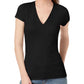 INC International Concepts Women's Black Ribbed V-Neck Top Size Large