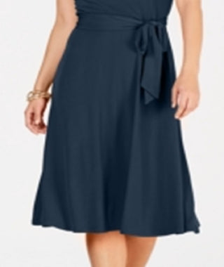 Charter Club Women's Belted Midi Dress Blue Blue Size Petite S